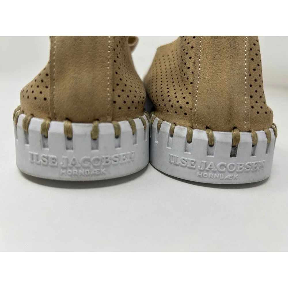 Ilse Jacobsen Tulip 139 Tan Perforated Slip On Loafers Womens 40 US 10 Camel